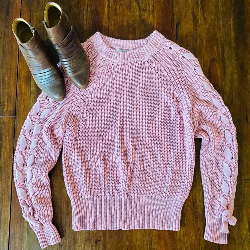Time and Tru Sweater w/ lace up detail on arms